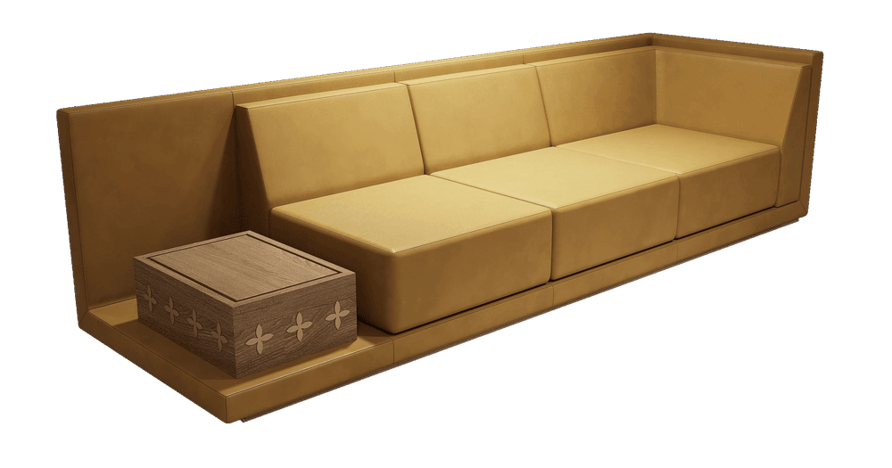 TAIJI Leather Sofa & Wooden Tea Table 太极沙发