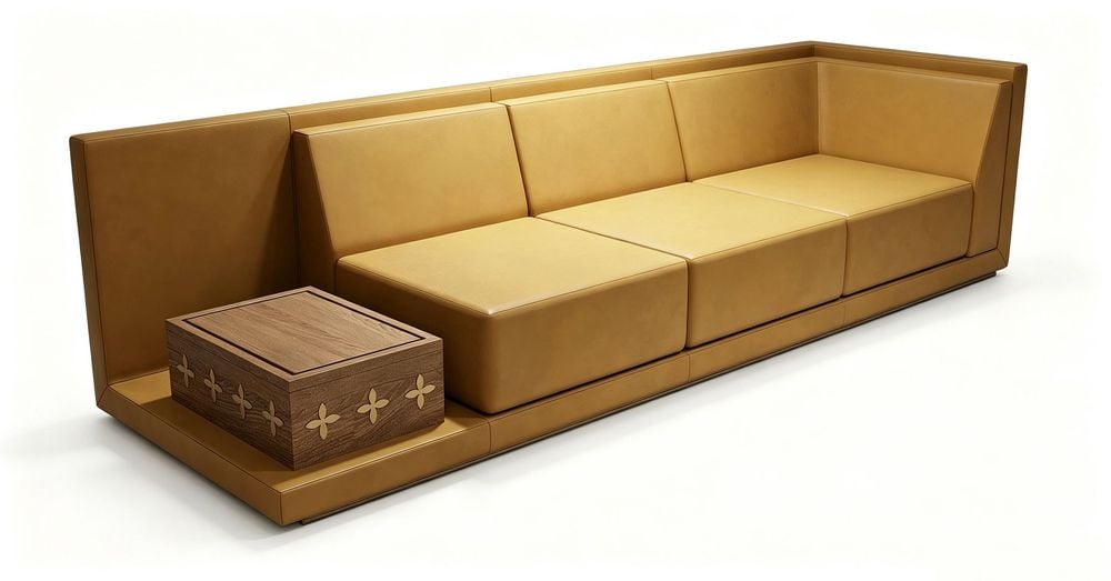 TAIJI Leather Sofa & Wooden Tea Table 太极沙发